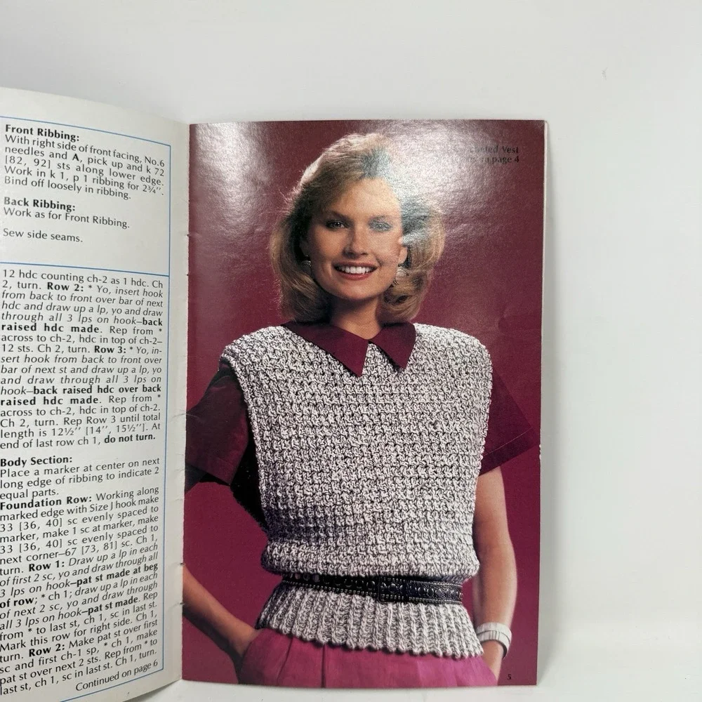 Coats & Clark Book No. 321 Vintage Red Heart Crochet & Knit Tops Patterns 1986